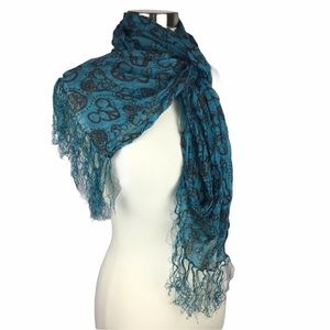 Disney Womens Turquoise Lightweight Woven Printed Peace Mickey Scarf 20 …